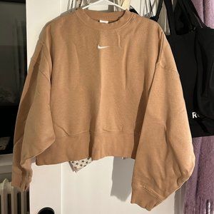 Nike Phoenix Fleece Over-Oversized Crew-Neck Sweatshirt, tan color